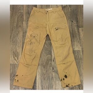 Mens Carhartt Double Knee workwear Khaki Tan Pants Sz 30 relaxed fit Vintage